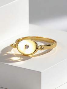 Charm-In Gold-Plated Zirconia Rotatable Disc Ring For Women - Minimalist Elegant Style For Daily Wear & Gifting, Perfect For Birthday, Anniversary & Valentine's Day - Gold - View 3