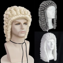 Judge Wig Lawyer Wig Powder Wig Long Curly Hair Wigs Men Colonial Period Wig Large Lawyer Wig Role Play Halloween Costume Party Cosplay Anime Clothing - Multicolor - View 5