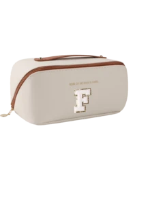 Premium PU Travel Makeup Bag, Embroidered A-Z Letters On Towel, Large Capacity Multi-Layer Makeup Bag, Zipper Pocket, Multi-Functional Waterproof Portable Travel Organizer Bag, Makeup Brush Set, Cosmetics Storage, Travel Accessories Makeup Bag, Toiletry Bag, Unisex - Multicolor - View 26