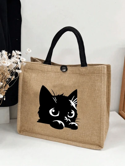 Bolsas de tela con estampado de familia de gatos con cuatro diseños de gatitos lindos, hechas de material duradero con hebilla y asas, adecuadas para mujeres, estudiantes, viajes y uso de lavandería, perfectas como regalo - Aseguradas con cierre de hebilla de , Regalos para mujeres, Regalos para mamá, Regalo de Año Nuevo, Regalo del Día de San Valentín