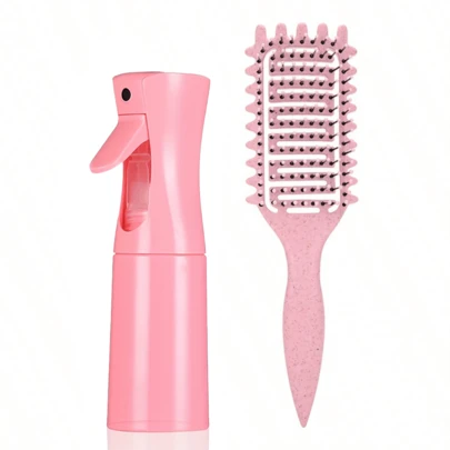 Kit de modelagem com 2 peças: modelador de cachos, pente multifuncional, borrifador e escova de cabelo. Ideal para uso doméstico e em salões de beleza. Ótima opção de presente para o Natal e Dia dos Namorados.
