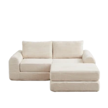 Sofa Bed Set - Beige + Corduroy + 2 Seat + Modern - View 11