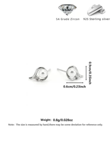 Freshwater Pearl Heart Earrings Zirconia Inlaid Hypoallergenic Mother's Day Gift Daily Wear - Silver - View 2