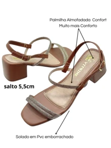 Women's Glittery Mid-Heel Sandal With A Comfortable Small Heel - 鏽棕色 - 查看 2