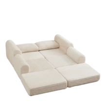 Sofa Bed Set - Beige + Corduroy + 2 Seat + Modern - View 4