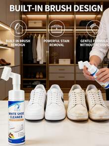 [No Water Cleaner] No Water Sports Shoes Cleaning Kit, 6.24 Fl Oz Foaming Cleaner, Quick Clean Tennis Shoes, Running Shoes, Suede, PU, Includes Microfiber Cloth And Double-Sided Sponge Brush - Waterless Athletic Shoe Cleaner Kit - View 8