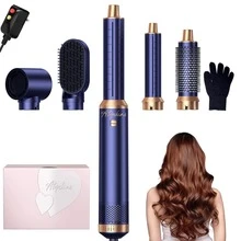 ATOPSKINS 2026升级版玫瑰金五合一热风造型工具（梳子、吹风机和自动卷发器）| 5个可替换刀头（卷发/波浪/顺滑）| 3档温度设置 | 可拆卸自动卷发器 | 节日、情人节、总统日、狂欢节和圣帕特里克节的理想礼物 | 旅行必备 - 美規A型插(110-127V) - 查看 15