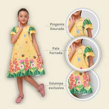 Girls' Themed Dress - , Enchanted Garden, Bees, Butterflies - Graduation, Fashionable, Blogger Style, Cool, For Parties, Birthdays, Everyday Wear, Casual, Girl's Clothing, Teen, Wedding, Printed, Loose-Fitting, Summer, Floral - 金色 - 查看 7