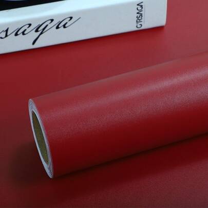 1pc Matte Red Vinyl Self-Adhesive Wallpaper - Easy To Peel And Stick, Waterproof PVC, Removable Contact Paper For Walls And Furniture, Perfect For DIY Home Decor Upgrade, Wallpaper Roll, Room Decoration, Home Renovation