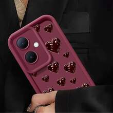 时尚大爱心手机壳，专为三星 Galaxy A16、A55、A15、A34、A54、A14、S24、S24 Plus 和 S24 FE 型号设计，具有减震功能和柔软的 TPU 边框。 - 酒紅色 - 查看 4