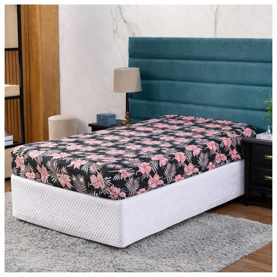 Single Mattress Cover With Print, Zipper, Polyester Gel Knit - Print 23 - View 1