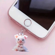 1 Stück 2D süßes Schwein Prinzessin Staubschutz für Handyanschluss, Acryl Ladeanschluss Schutzabdeckung kompatibel mit Smartphone, passend für USB & Typ-C Anschlüsse - Verschiedenfarbig - Übersicht 4
