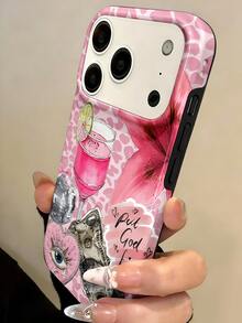 Stylish Cute Leopard Print Pattern Glossy Phone Case Compatible With IPhone 17ProMax 17Pro 17Air 17 16 15 14 13 12 11 Pro Max 16 15 14 Plus Cases Shockproof Back Cover Shell - Baby Pink - View 2