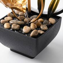 LUMIARTISAN 3-Tier USB Tabletop Fountain | Golden Lotus Leaf With Reflective Lighting | Zen Relaxation Gift - 黃金式三 - 查看 9
