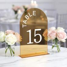 Acrylic Wedding Table Set Of 10, Featuring Elegant Double-Sided 5x7 Inch Acrylic Logos, Suitable For Weddings, Parties, Anniversaries, Events, And Acrylic Wedding Logos - Multicolor - View 1