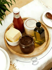 1/2pcs Kitchen Supplies, Wooden Tray, Spice Containers, Kitchen Spice Rack, Kitchen Storage Rack, Kitchen Organizer, Tray, Kitchen Decor, Rotating Tray, 8-Inch Round Multi-Purpose Tray, Round Wooden Spice Rack, Kitchen Organizer Rack, Cabinet Rotating Tray, Countertop, Table Or Dining Room, Food Tray, Snack, Dessert Tray, Holiday Gift, Home Kitchen Storage Plate, Kitchen Gadgets - Mocha Brown - View 6