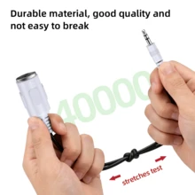 MPATIBY 2根3.5mm双头MIDI转接线，适用于键盘、吉他、麦克风，长度35厘米 - 白色 - 查看 4