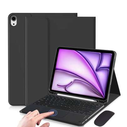 Funda con teclado desmontable y recargable Bluetooth (280mAh) con touchpad compatible con Samsung Galaxy Tab / / SE, con ranura para lápiz (Negro)