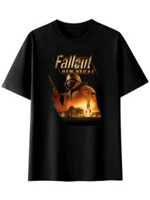 Fallout Video Game New Vegas War Never Changes Collage T-Shirt,Comfortable, Fashionable, Retro, Suitable For Outdoor Wear, Casual And Sporty, Breathable Round-Neck Black T-Shirt - 黑色 - 查看 6
