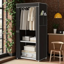 Tủ đựng quần áo dễ lắp ráp kèm nắp chống bụi, làm từ ống thép dày, dung tích lớn, thiết kế đơn giản, giá treo quần áo độc lập với túi bên hông, nhiều màu sắc để lựa chọn, tủ quần áo di động, giá treo quần áo, kệ đựng đồ, tủ quần áo bằng vải không dệt, thanh treo phù hợp cho áo sơ mi, khăn tắm và phụ kiện, lý tưởng để sắp xếp phòng ngủ, tủ quần áo khung kim loại, tấm lưới thoáng khí, tủ quần áo di động, dễ lắp ráp và chắc chắn, phù hợp cho nhà ở, căn hộ, dụng cụ sắp xếp đồ đạc, đồ dùng cần thiết khi đi du lịch. - Nhiều màu - Xem 8