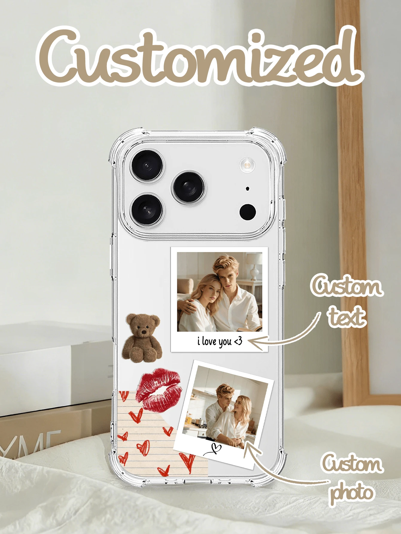 1 Customized Anti Fall Transparent Phone Case Can Be Customized With Photos Of Family, Couples, And Friends, Compatible With Names Compatible With IPhone11/12/13/14/15/16 Pro/16 Plus/16 Pro Max/17/17/17/17 Air/17 Pro/17 Pro Max/ Pixel 9A/S24/S25 Ultra/S25 Plus/S25 Edge/A17/A07, And Models Such As Moto G85. Suitable As A Valentine's Day Gift For People - Clear - View 1