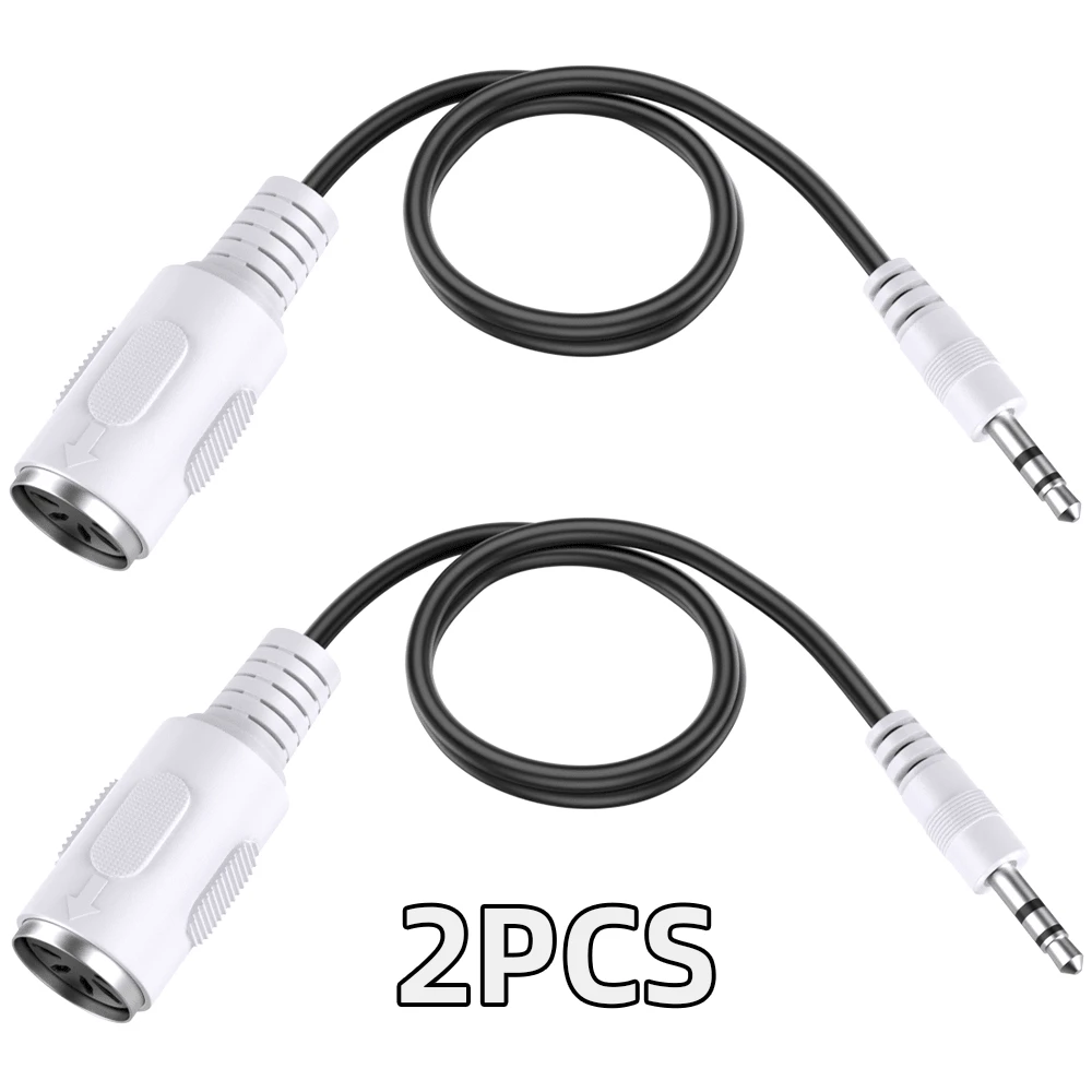 MPATIBY 2根3.5mm双头MIDI转接线，适用于键盘、吉他、麦克风，长度35厘米 - 白色 - 查看 1