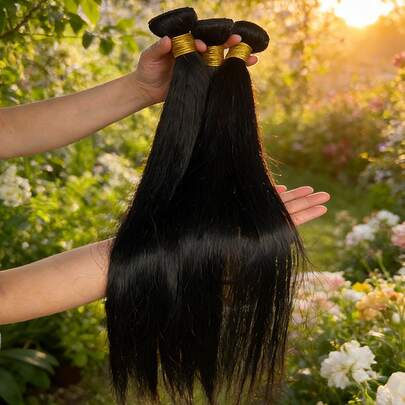 #350 姜橙色直发人发束 巴西100%未加工人发束 编织接发 1/3束 女士适用 #613 金色直发人发束 613金色骨白色直发人发束 原生发接发 巴西发编织原发束 10-30英寸