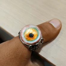 1pc Exquisite Women's Open Ring, Exaggerated Realistic Blood Red Eyeball Design Open Ring, Bold Vintage Ring, Jewelry Women, Western Jewelry - 眼球設計戒指 - 查看 4