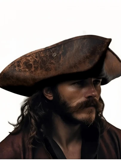 1pc Unisex Pirate Bandana Hat With Adjustable Strap And Snap Closure - Foldable Design, Durable Party Accessory For Men And Women