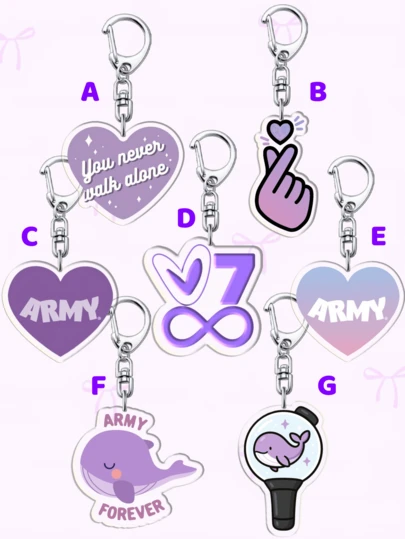 1pc Acrylic Cartoon Keychain Bangtan Keychain/Friendship Purple Color Keychain: Featuring Characters Bag Accessories, Funny Jewelry, And Fans Gifts. Ideal For Boyfriends, Girlfriends, Family Members, Teachers, Party Gifts, And ARMY-Themed Cell Phone Decorations.
