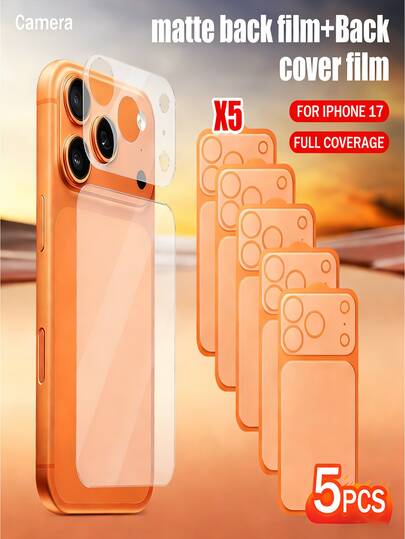 kamyuurs NNBILI 5片装磨砂软水凝胶后盖屏幕保护膜，带镜头保护膜，兼容 17/17 Air/17 Pro/17 Pro Max，自修复+超薄+无气泡，全新升级，精准贴合，全面覆盖，安装简便