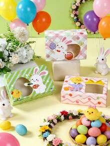 Bộ 6 hộp quà Phục Sinh, thiết kế cửa sổ trong suốt với hình thỏ, gà con và trứng Phục Sinh dễ thương, thích hợp để đóng gói quà tặng, trang trí lễ Phục Sinh, đồ dùng tiệc Phục Sinh, quà tặng sinh nhật ngày lễ Phục Sinh, quà lưu niệm, quà tặng Phục Sinh, trang trí nhà cửa, trang trí nhà bếp và bàn ăn. - Nhiều màu - Xem 10