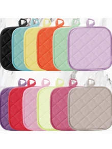 2 piezas Almohadillas resistentes al calor, manteles de mesa lavables, diseño cuadrado con lazos colgantes, adecuados para soportes de ollas calientes, guantes de horno, soportes de ollas, alfombrillas de cocina, toallas de cocina, guantes de cocina - Multicolor - Ver 1