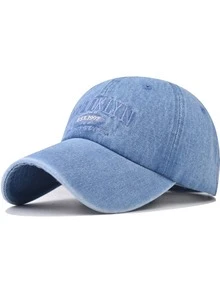 1pc BROOKLYN EST.1902 UNITED STATES Embroidered Unisex Baseball Cap, Fashionable Casual Washed Denim Soft Crown Curved Brim Hat - Multicolor - View 13