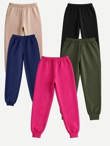Set Of 3 Girls' Fleece Pants, Sizes 2 To 12 Years | Winter Pants For Girls | Children's Fleece (Assorted Colors) - Hỗn hợp - Xem 5