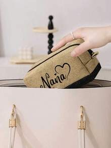 Bộ 3 túi xách Nana bằng vải lanh, họa tiết chữ Nana Love Letter, túi xách thời trang, ví, điểm nhấn nơ in họa tiết da báo, túi tote dung tích lớn, túi đeo vai đa năng, túi đựng đồ du lịch, món quà hoàn hảo cho các dịp lễ, sinh nhật, Giáng sinh, mùa thu/đông. - Nhiều màu - Xem 4
