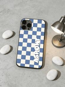 Your Exclusive Logo, Custom Plaid Background + Personalized Text, TPU Soft Edge Anti-Scratch Anti-Fingerprint, Anti-Yellowing Durable, Fits All Models, Turn Your Phone Into Your Personal Business Card, Compatible With IPhone & Galaxy - Multicolor - View 4