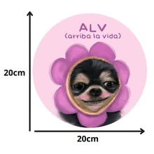 Tapete Para mouse pad En Escritorio Sublimado Con Diseño De Perrito Con Flor - Redondo - Ver 2