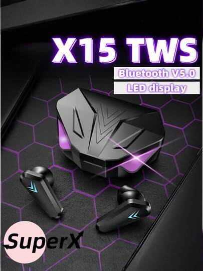 X15 Fone De Ouvido para Jogos Bluetooth 5.Tws Stereo Ultra Baixa Latency Fones de ouvido para música