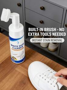 [No Water Cleaner] No Water Sports Shoes Cleaning Kit, 6.24 Fl Oz Foaming Cleaner, Quick Clean Tennis Shoes, Running Shoes, Suede, PU, Includes Microfiber Cloth And Double-Sided Sponge Brush - Waterless Athletic Shoe Cleaner Kit - View 2