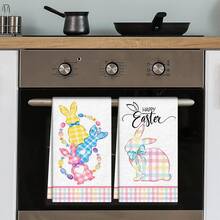 2/4/48pcs Easter Theme Kitchen Dishcloths, Colorful Plaid Rabbit Pattern Polyester Dishcloths, Absorbent Soft , Suitable For Daily Kitchen Cleaning, Decorate Holiday Atmosphere, Practical And Decorative, Easter Decoration, Kitchen Dishcloths - Multicolor - View 7