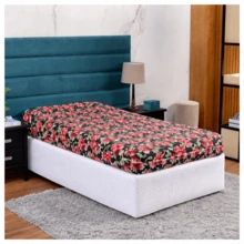 Single Mattress Cover With Print, Zipper, Polyester Gel Knit - Print 21 - View 3