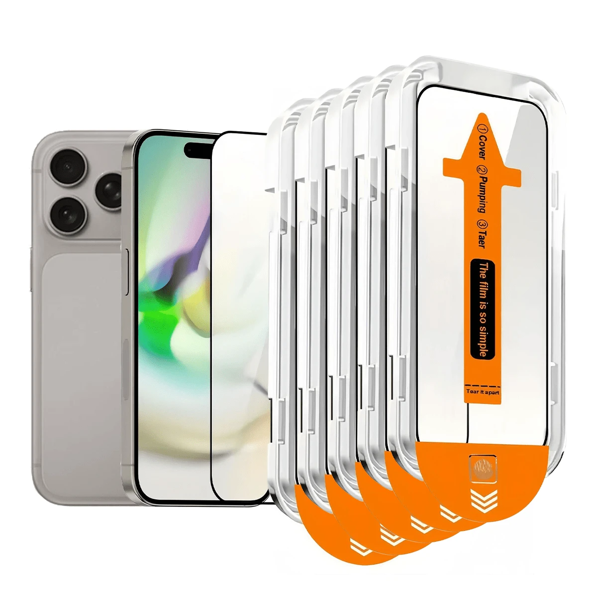 5pcs High Definition Transparent Tempered Glass Screen Protector, With Installation Tool And Auto-Alignment Tool, Compatible With IPhone 17 Pro Max/17 Pro/17 Air/17/16 Pro Max/16 Pro/16 Plus/16E/16/15 Pro Max/14 Pro Max/13/12/11 Series, Full Screen Coverage, Anti-Fingerprint, Anti-Drop, Anti-Scratch, 9H Hardness Tempered Glass Screen Protector - Clear - View 1
