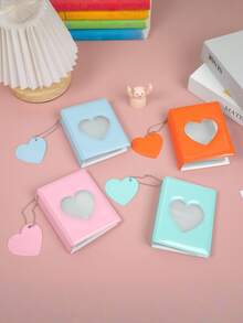 Heart Shaped Hollow Mirror 3-Inch Single Slot Instant Photo Album Card Holder - Multicolor - View 4