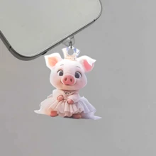 1 Stück 2D süßes Schwein Prinzessin Staubschutz für Handyanschluss, Acryl Ladeanschluss Schutzabdeckung kompatibel mit Smartphone, passend für USB & Typ-C Anschlüsse - Verschiedenfarbig - Übersicht 9