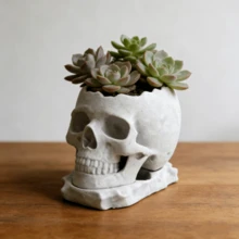 1pc Gothic Style High-Quality Skull Shaped Drip Tray Planter, Breathable Anti-Rot, Suitable For Dining Room, Office, Foyer, Desk, Windowsill And Other Perfect Greenery Companion - A - View 8