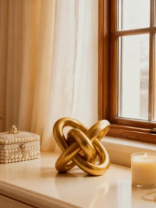Gold Knot Decor, Modern Geometric Round Sculpture, Desktop Sculpture And Ornament, Round Decorative Item For Home, Bookshelf, Coffee Table, Decorative Gift - Multicolor - View 8