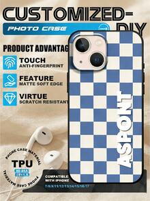 Your Exclusive Logo, Custom Plaid Background + Personalized Text, TPU Soft Edge Anti-Scratch Anti-Fingerprint, Anti-Yellowing Durable, Fits All Models, Turn Your Phone Into Your Personal Business Card, Compatible With IPhone & Galaxy - Multicolor - View 50
