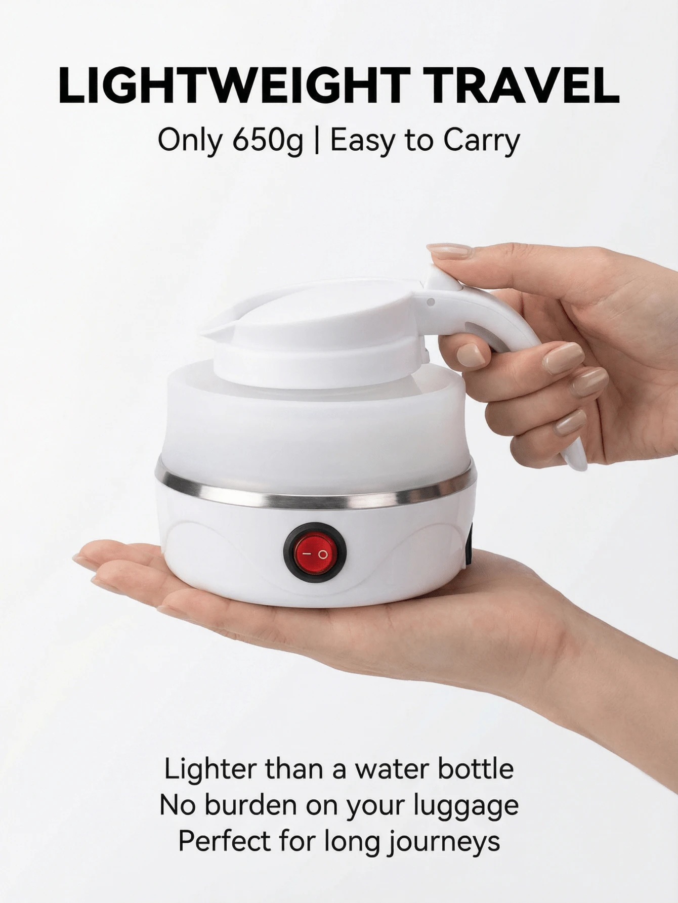 Hervidor de viaje plegable y portátil de silicona SOKANY09089, con olla interior de acero inoxidable 304 - Blanco - Ver 1