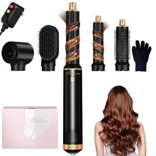 ATOPSKINS 2026升级版玫瑰金五合一热风造型工具（梳子、吹风机和自动卷发器）| 5个可替换刀头（卷发/波浪/顺滑）| 3档温度设置 | 可拆卸自动卷发器 | 节日、情人节、总统日、狂欢节和圣帕特里克节的理想礼物 | 旅行必备 - 美規A型插(110-127V) - 查看 14